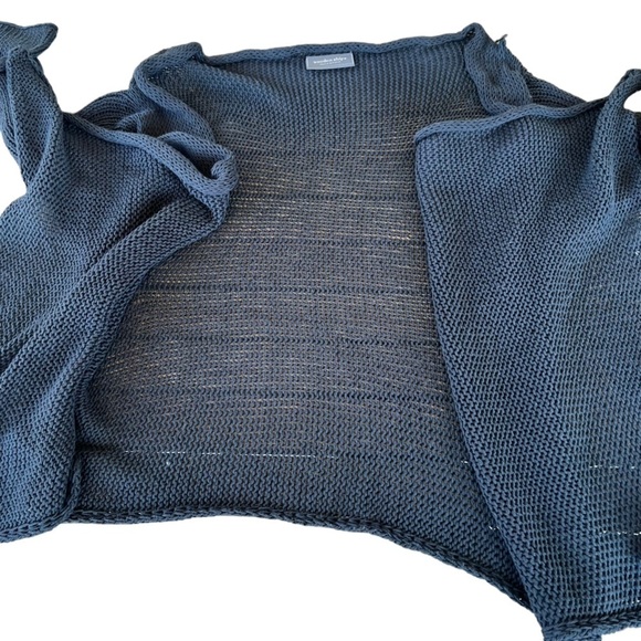 Wooden Ships Draped Cross Front Button Knit Sweater Navy Blue Size M/L - Picture 6 of 12